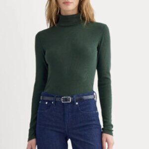 Everlane Luxe Pima Micro Rib Turtleneck in Heathered Dark Sea